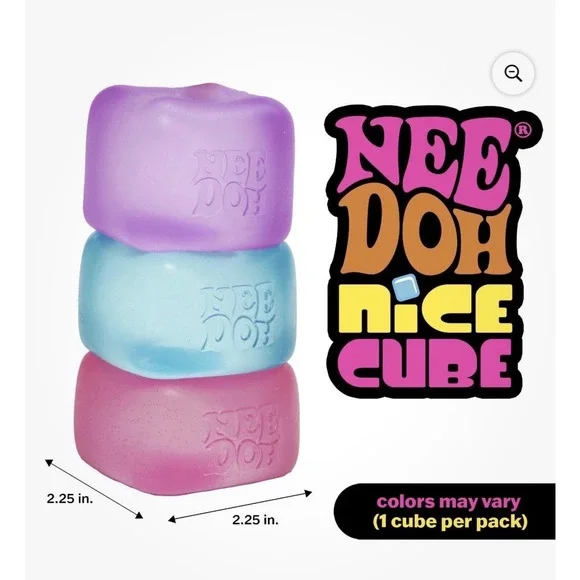 Schylling NeeDoh Nice Cube Original Pink Sensory Fidget Toy Stress Ball 2.25" - Picture 2 of 4